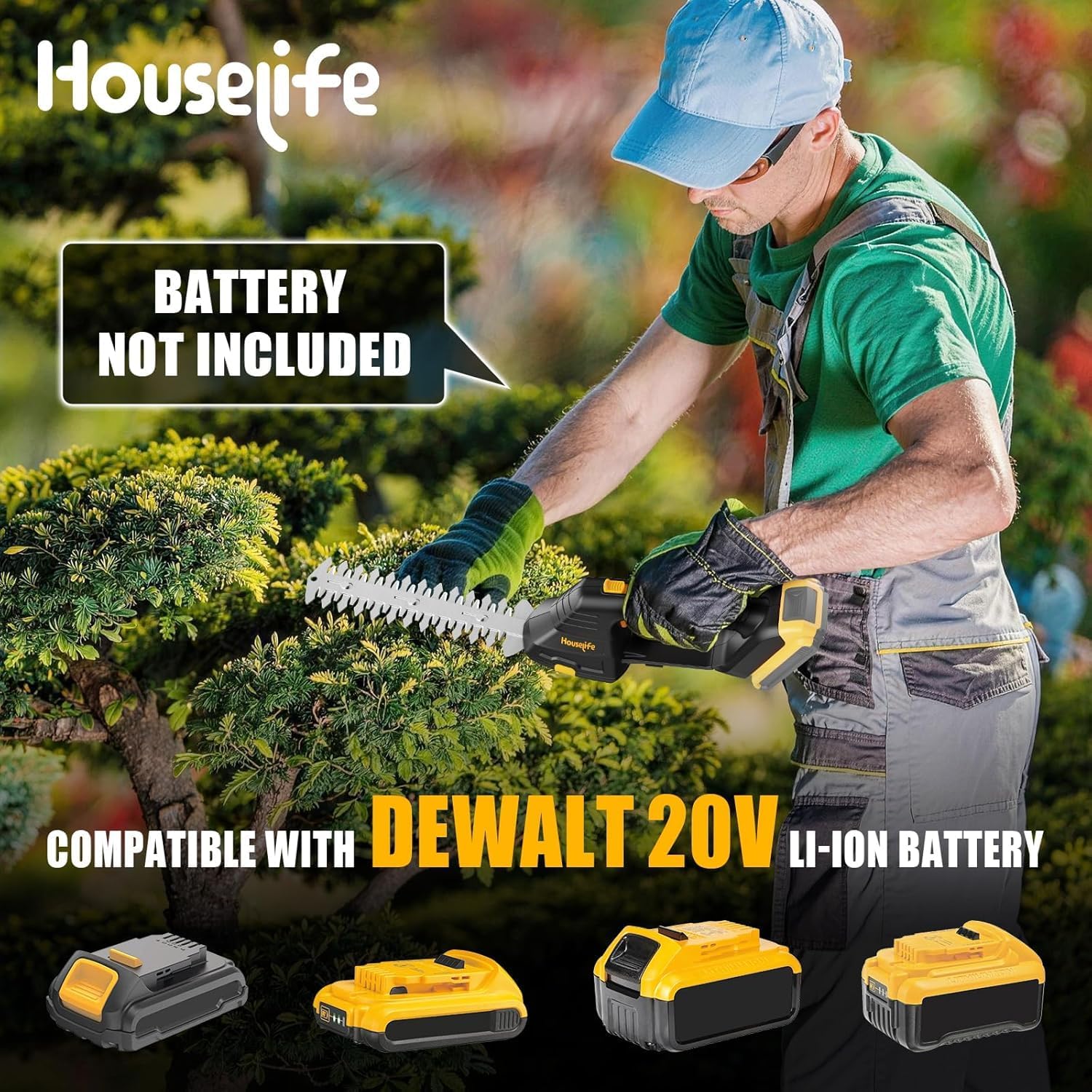 Cordless Hedge Trimmer/Grass Shears Compatible with Dewalt 20V MAX Battery | 2-in-1 Design, 9” Hedge Blade & 4.35”