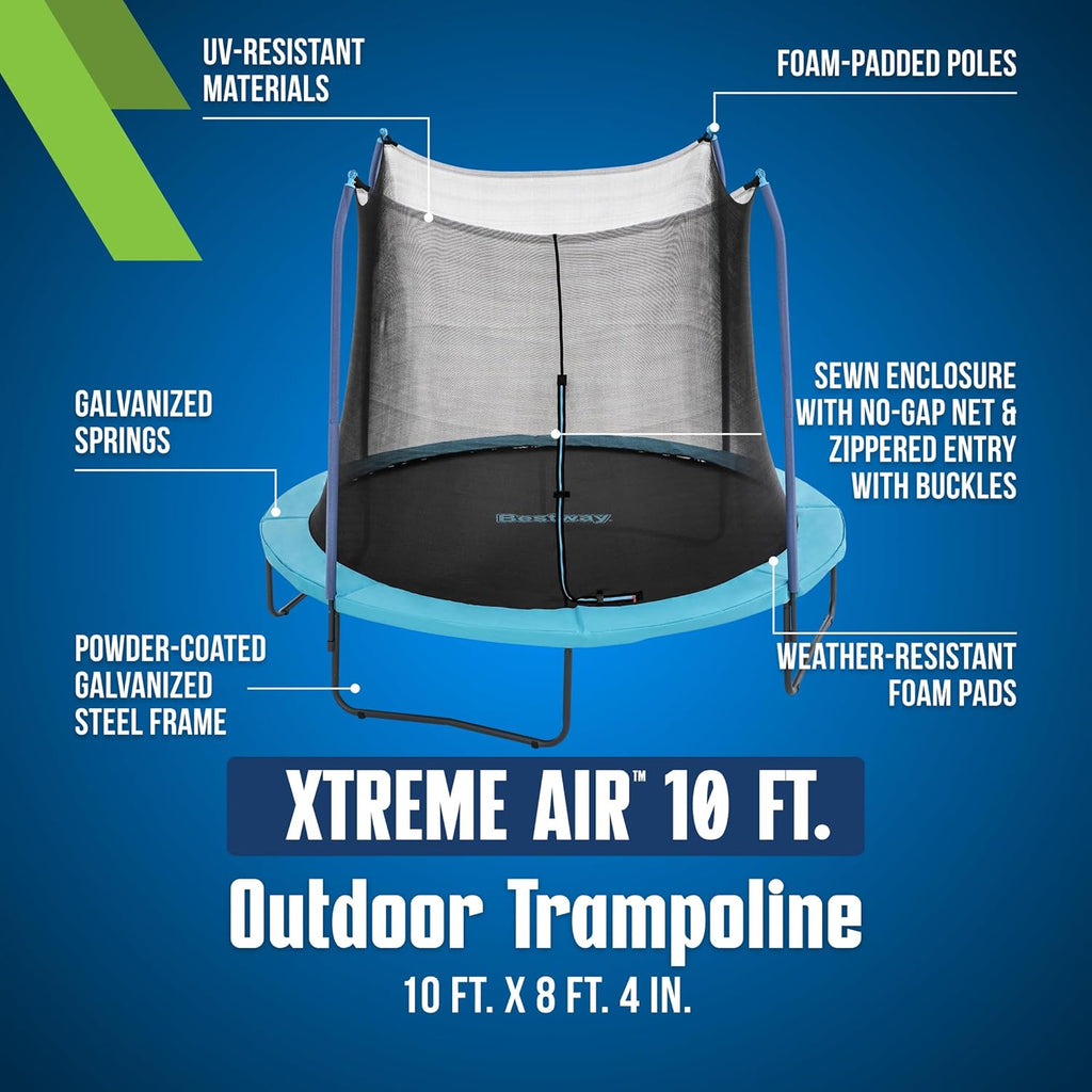 Xtreme Air 10FT 12FT 15FT Outdoor Trampoline for Kids and Adults, No-Gap Security Enclosure Net, Foam-Padded Poles