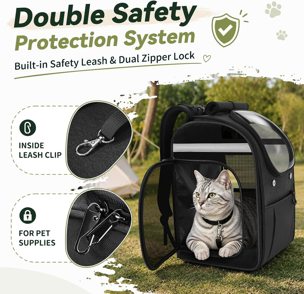 Cat Carrier Backpack, Spacious, Stable and Breathable, Black