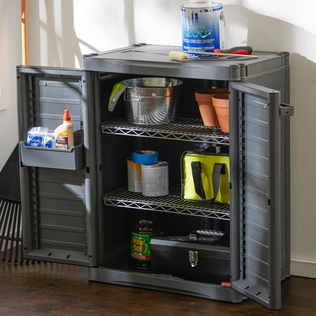 MaxIt 2-Shelf Lockable Utility Storage Base Cabinet, Gray