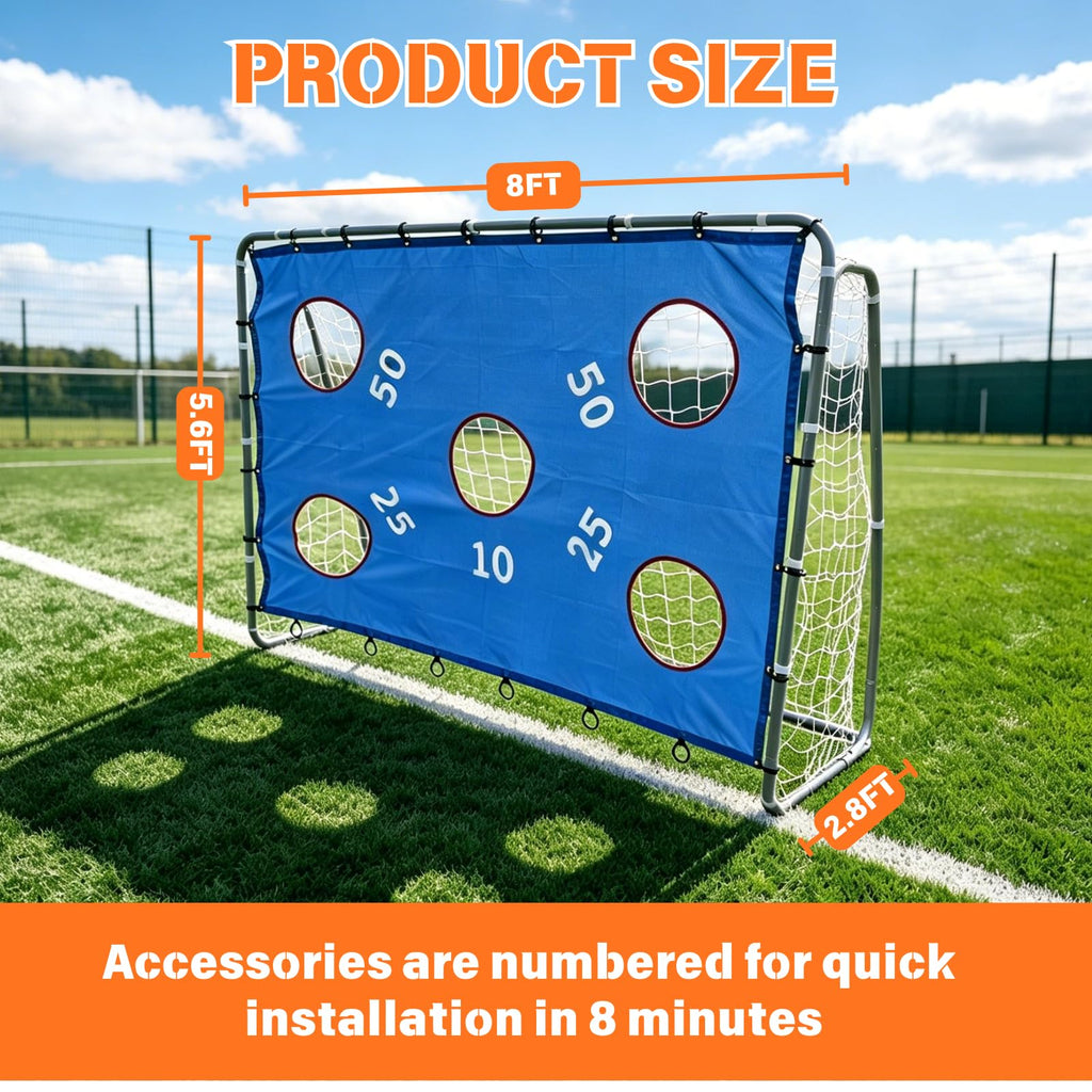 8x5.6FT Portable Soccer Goal with Target Panel for Shooting Practice