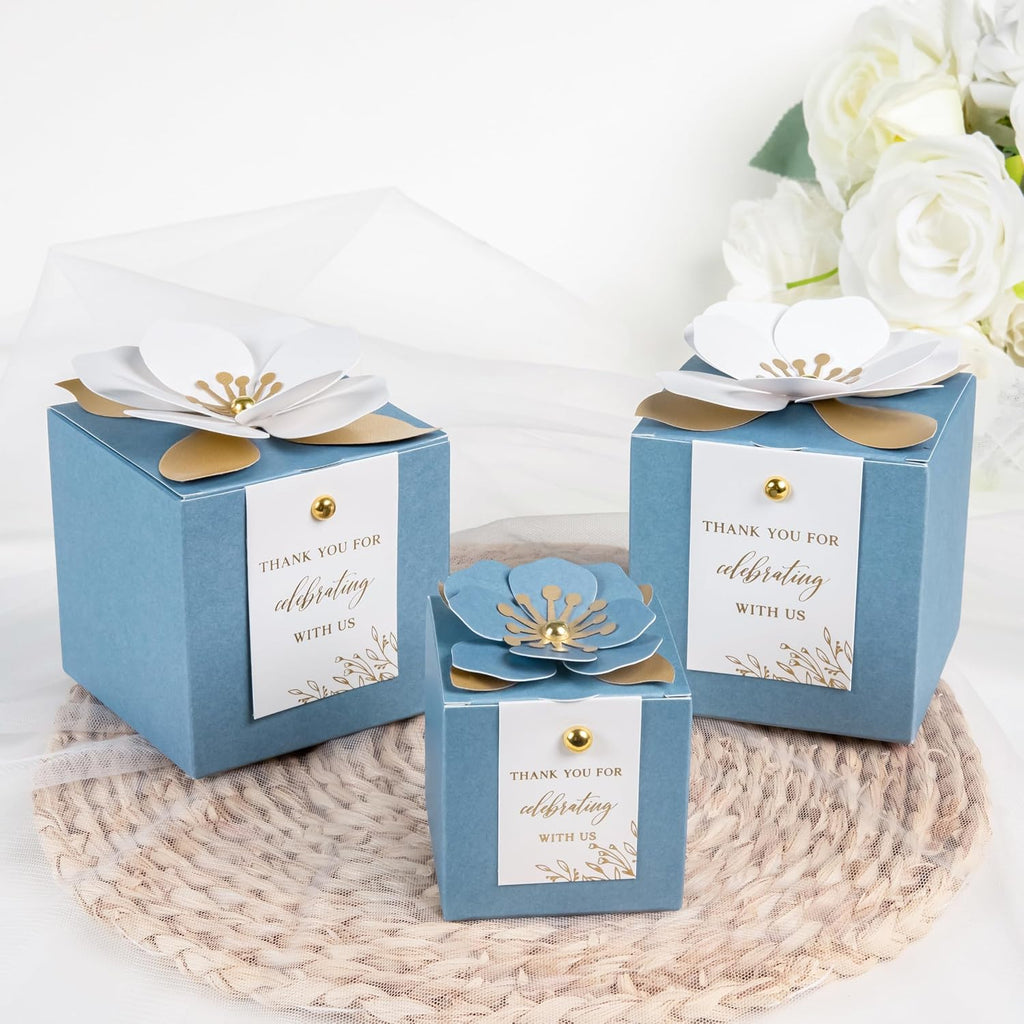 20 PCS Favor Boxes, Dusty Blue, 3.55x3.55x3.55