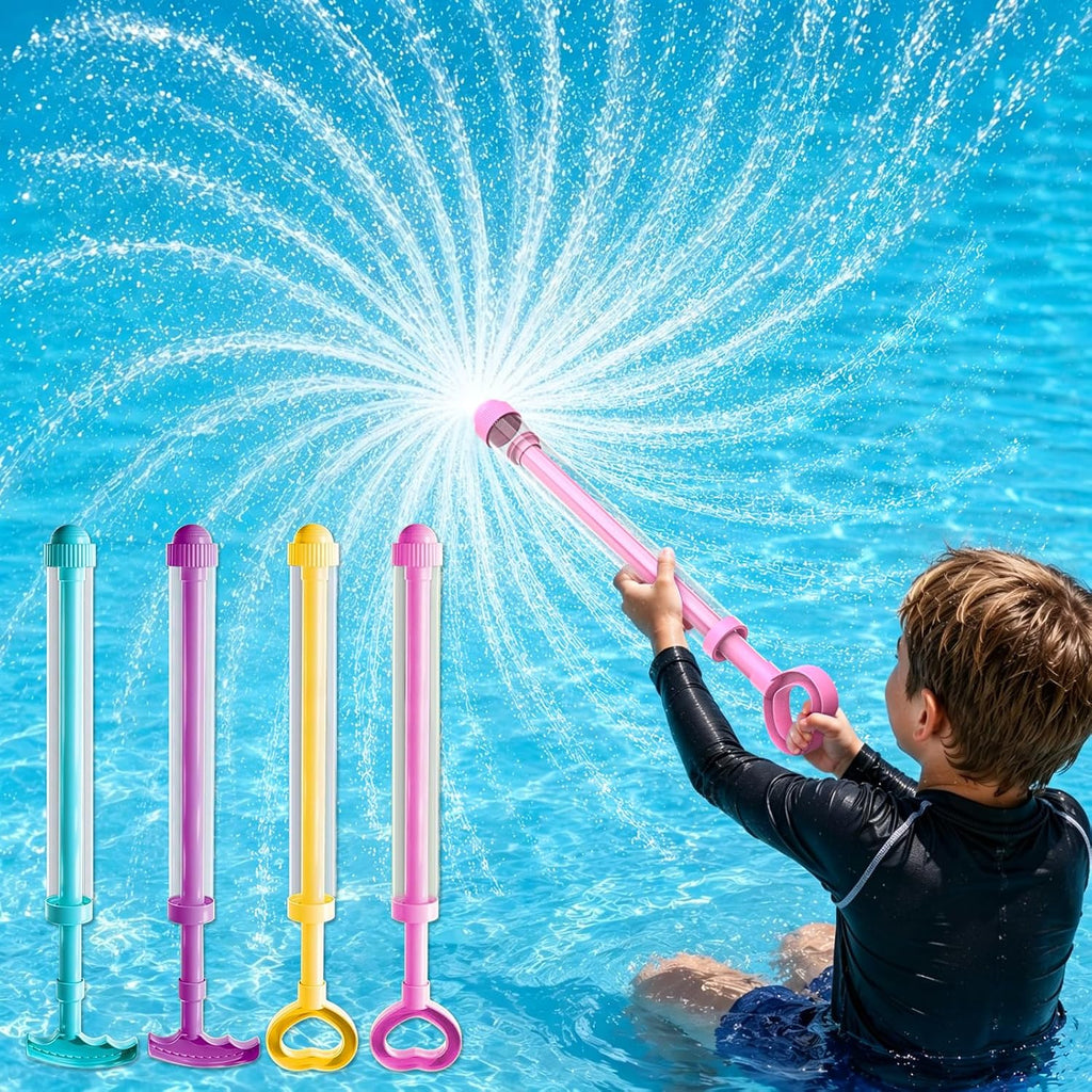 Firework Spray Water Blaster, 4 Pack Pull Out Squirt Gun Water Soaker Toys, Watergun Bulk for Pool Party Summer