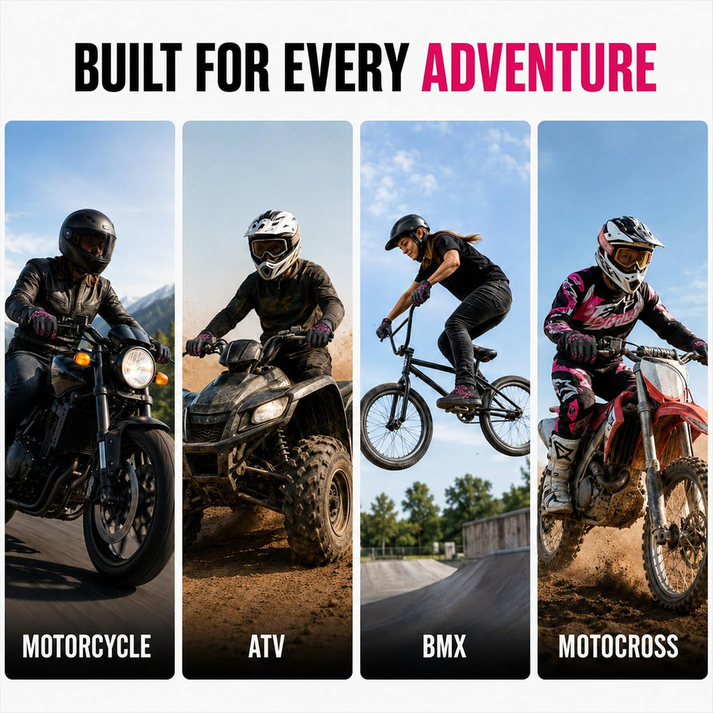 Motorcycle Gloves for Women, Leather Touchscreen Riding Gloves with Hard Knuckle Protection, Perforated Breathable