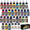 30 Colors Acrylic Airbrush Paint Set with 2 Thinners and 1 Cleaner | Air Brush Paints for Wood, Metal, Canvas, and