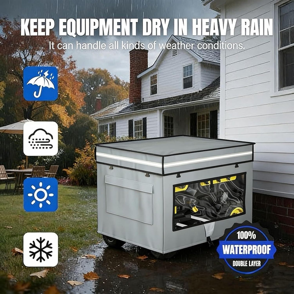 Generator Covers While Running, 32"L x 24"W x 24"H Heavy Duty Waterproof Generator Covers for Outside, Compatible