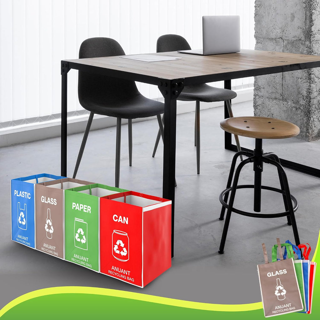 Separate Recycling Waste Bin Bags for Kitchen Office in Home - Large Size Sturdy Double Handles 10 Gallon Recycle
