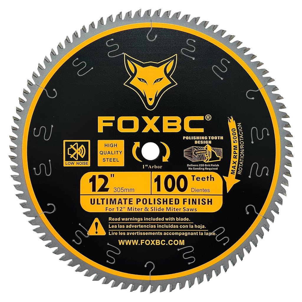 12 Inch Miter Saw Blade 100 Teeth Ultimate Polished Finish Saw Blade for Wood with 1 Inch Arbor
