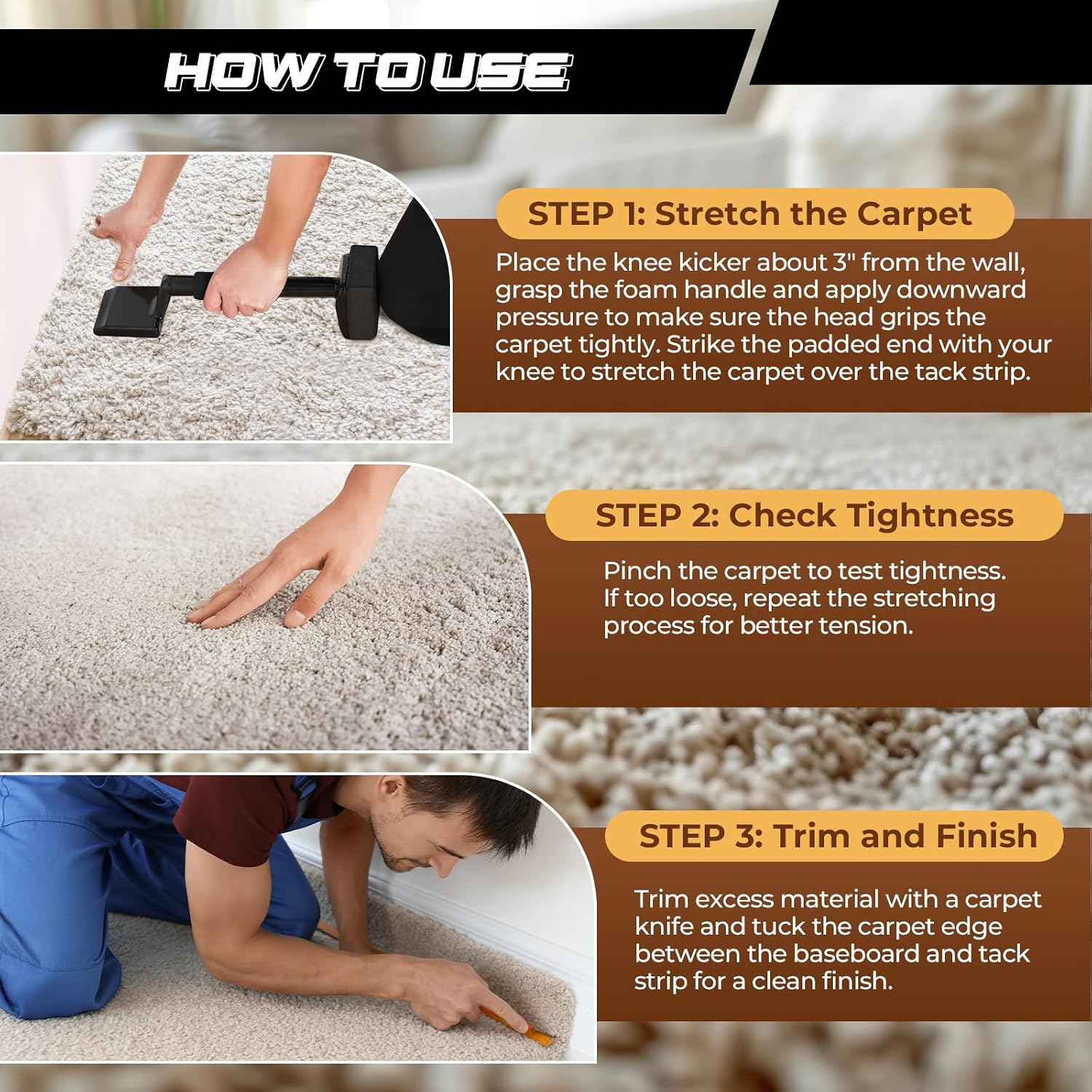 Economy Carpet Knee Kicker 16-5/8" Non-Adjustable Light-duty
