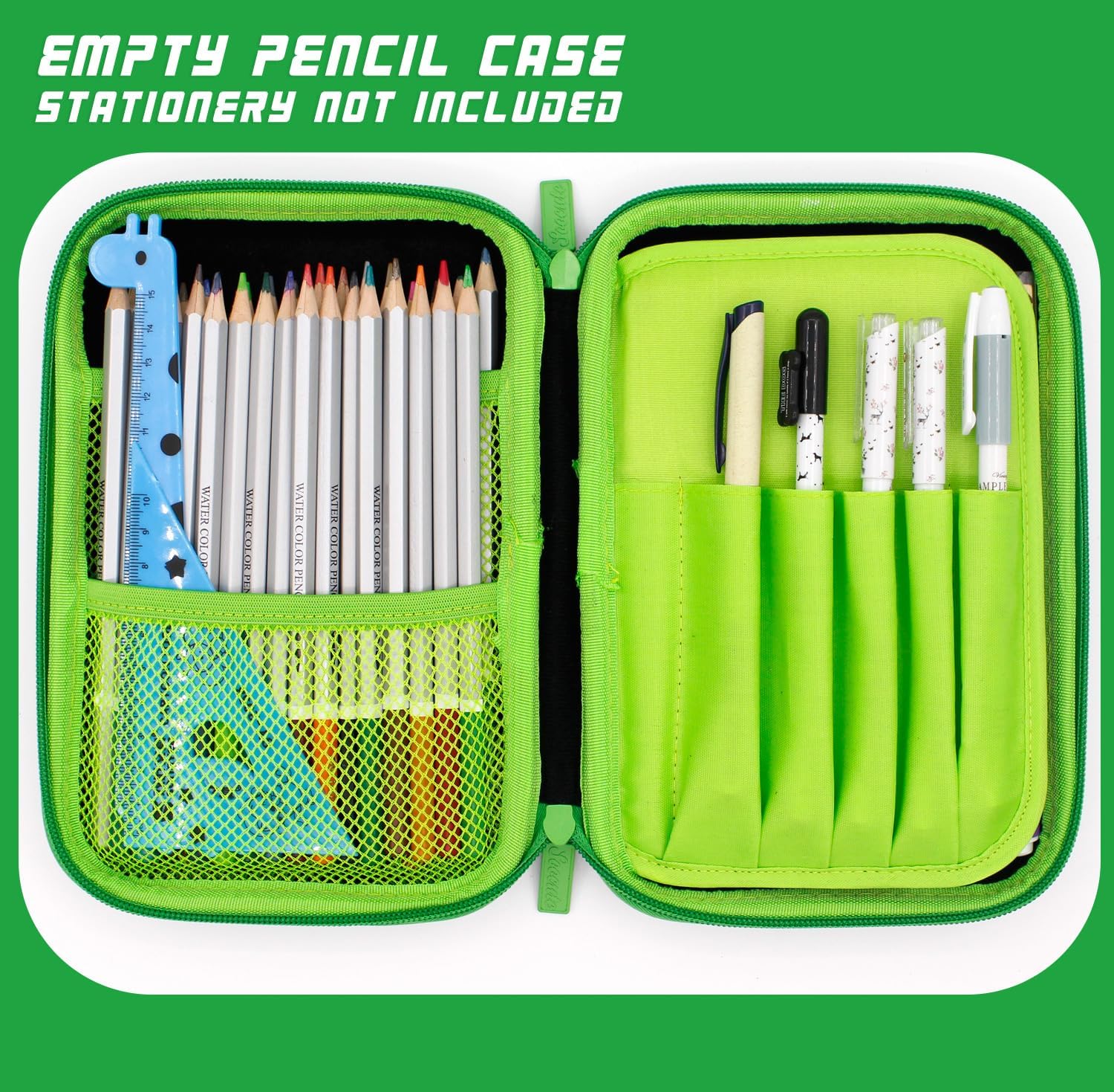 Green Pencil Case Boys Cute School Supply Organizer Cool Pen Box Holder Bag with Zipper for Kids