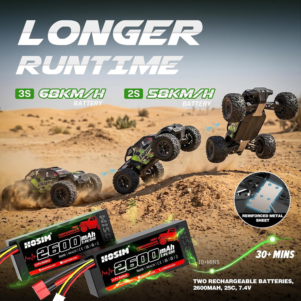 1/10 Fast Brushless RC Cars for Adults & Boys 68+ KM/H | Two 2600mAh Lipo Total, 2847 3100KV Brushless Motor & 45A