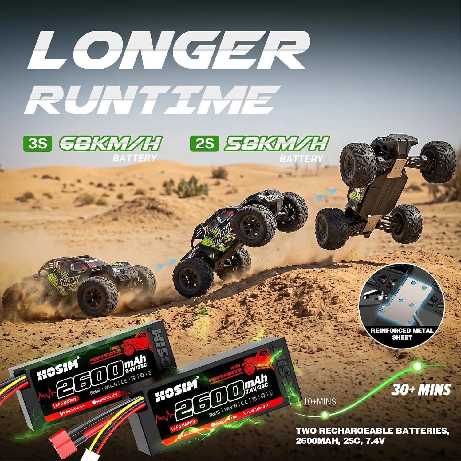 1/10 Fast Brushless RC Cars for Adults & Boys 68+ KM/H | Two 2600mAh Lipo Total, 2847 3100KV Brushless Motor & 45A