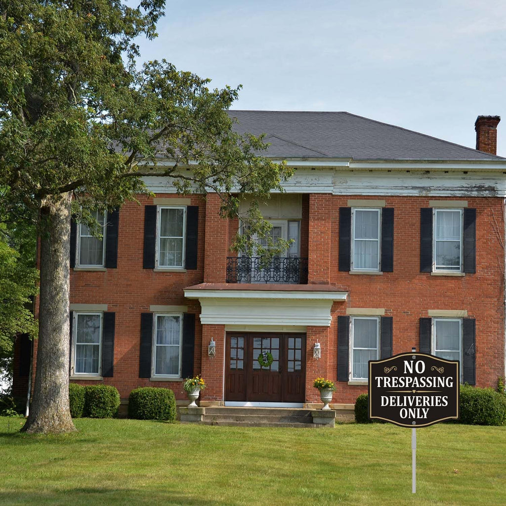 No Trespassing Deliveries Only Sign Packages Private Property No Soliciting 12" x 10" with 28" Long Metal Stake