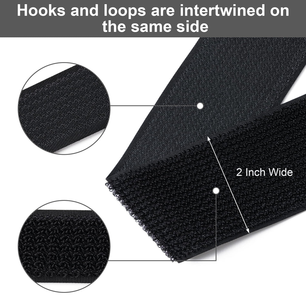 2" x16Ft Hook and Loop Straps with 12 Metal Buckles，Black