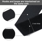 2" x16Ft Hook and Loop Straps with 12 Metal Buckles，Black