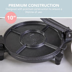 Tortilla Press – 10 Inch Cast Iron Quesadilla Maker – Heavy Duty Empanada Maker Press – Cast Iron Tortilla Maker for