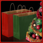 100 Pcs Christmas Gift Bags Red Green Kraft, 16 x 12 x 6 Inch