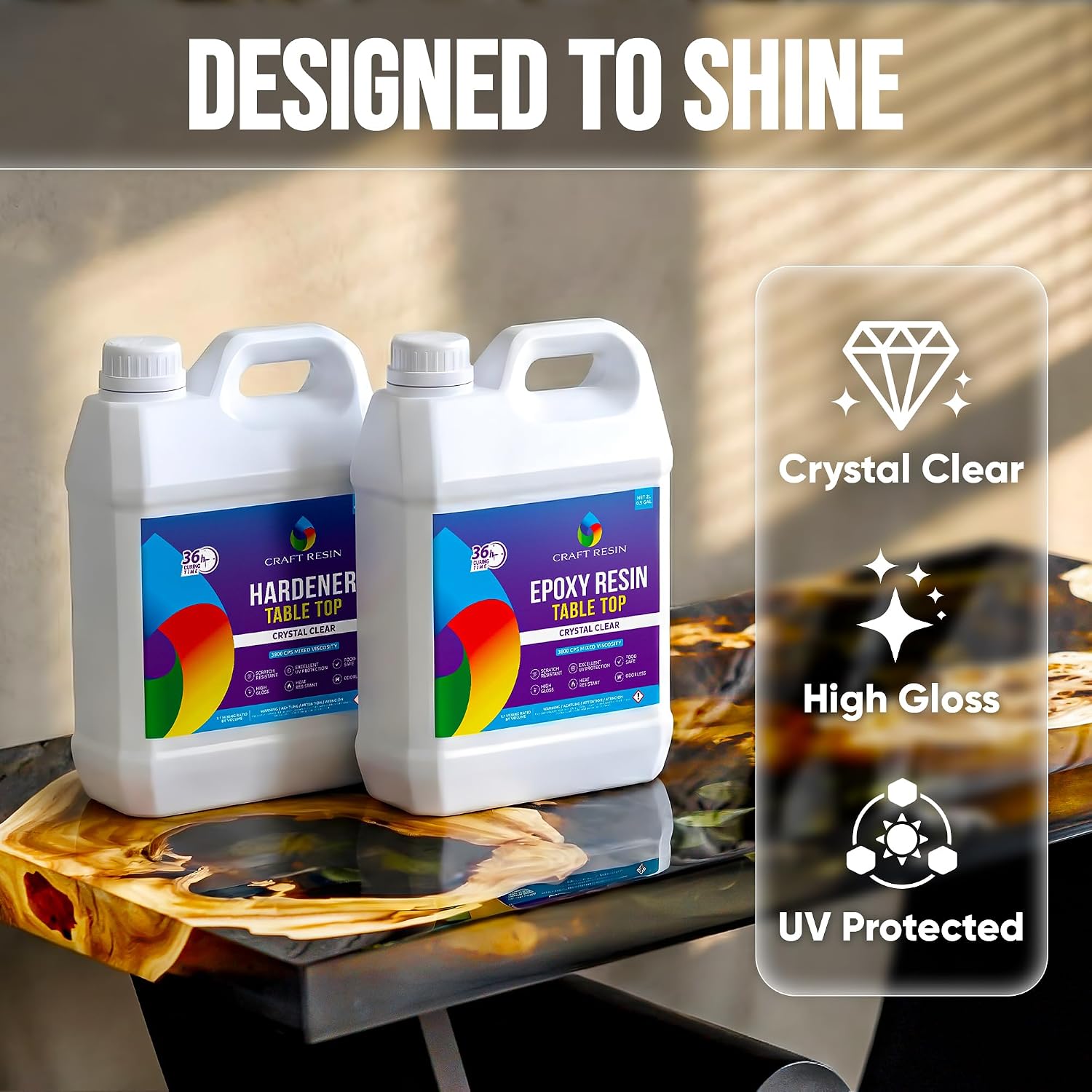 Table Top Epoxy Resin Kit - Ultra Clear, High-Gloss, 1 Gallon | UV & Scratch Resistant Finish, Bubble-Free
