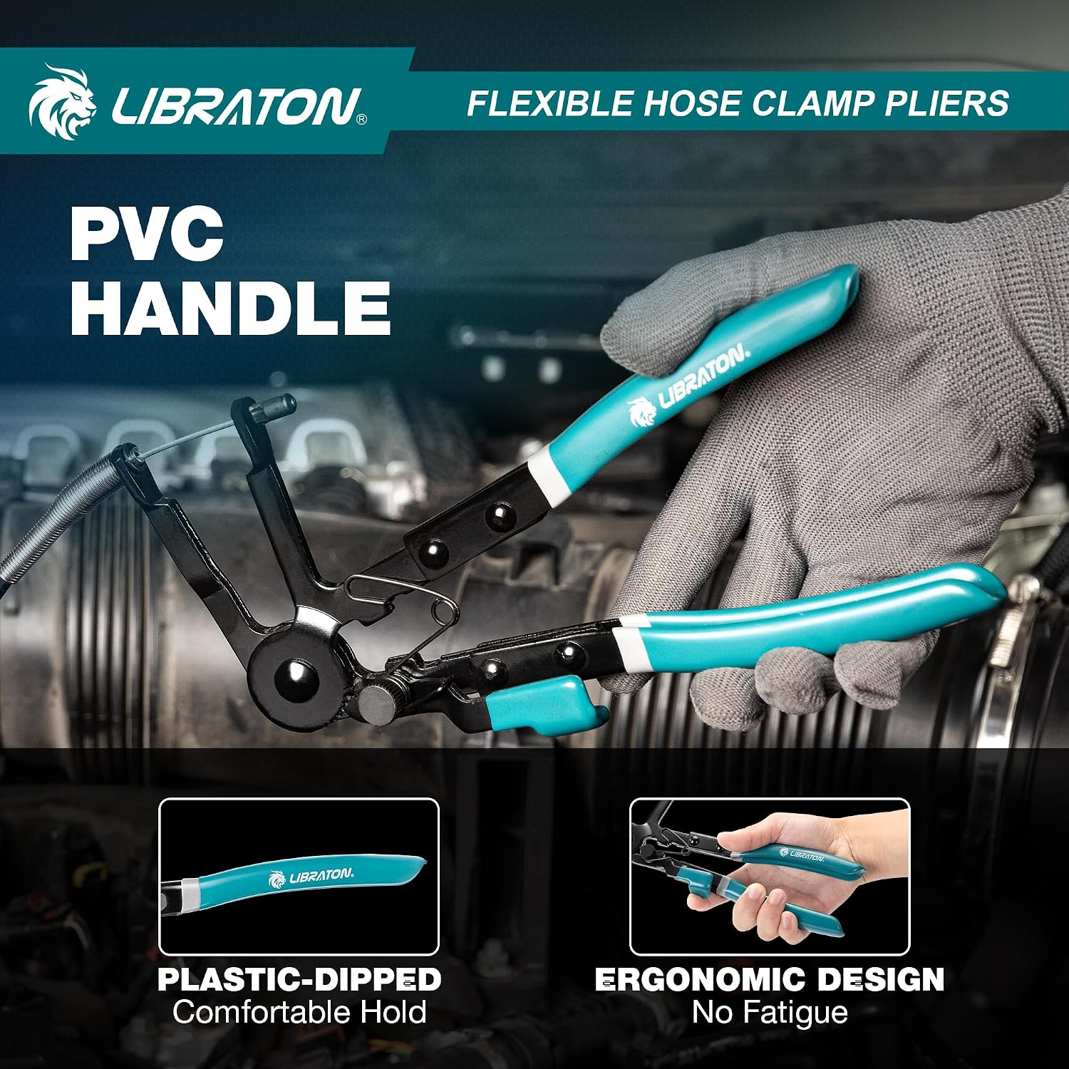 Flexible Hose Clamp Pliers, 27.5" Radiator Hose Clamp Pliers | 8-50mm Adjustable Ratcheting Spring Clamp Removal