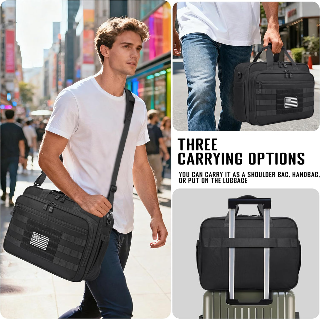 Tactical Messenger Laptop Bag Large Military Briefcase 17.3 Inch Computer Work Office Bag for Men YKK-Zippers
