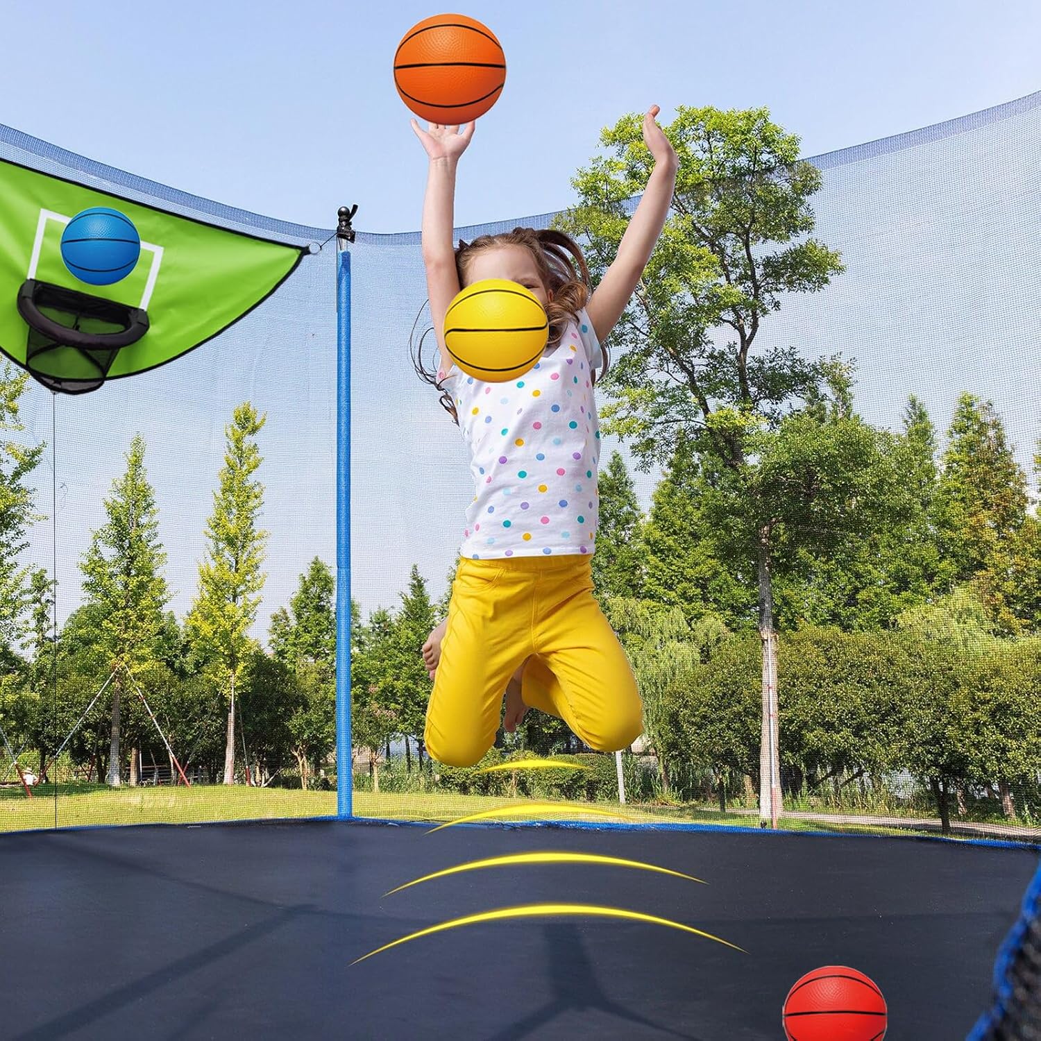 Trampoline Basketball Hoop, with Pump and 4 Mini Balls, Easy to Install, Universal Trampoline Accessories