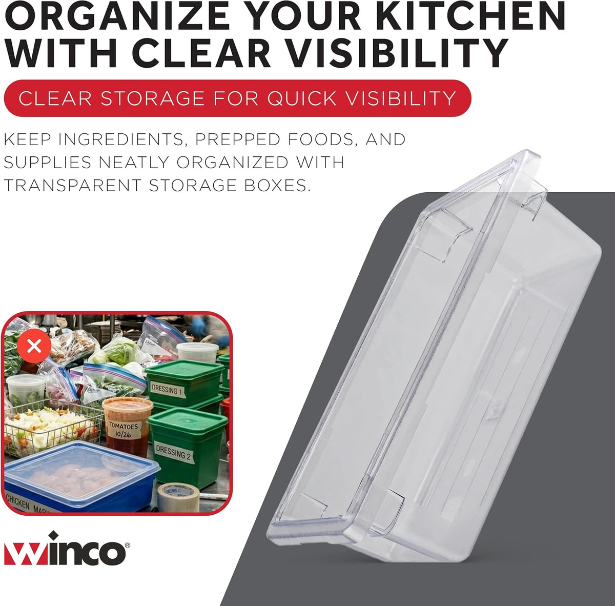 Polycarbonate Food Storage Box, 12 by 18 by 6-Inch