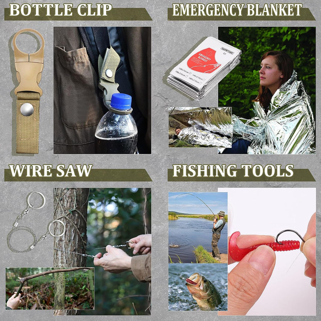 Gifts for Men Fathers Day Dad Husband Boyfriend Him, Survival Kits, 14 in 1 Survival Gear Camping Essentials Cool