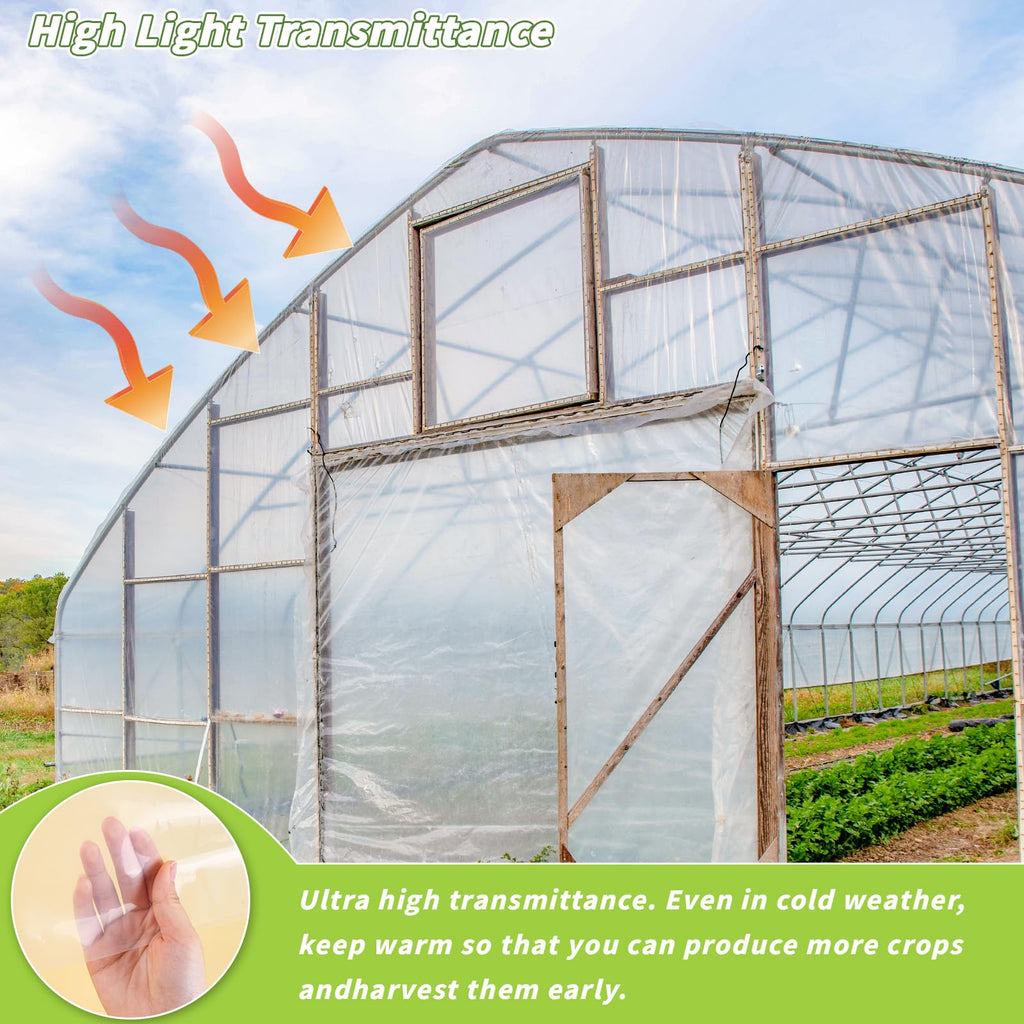 6 Mil Greenhouse Plastic Sheeting, 10 x 50 FT Clear Polyethylene Film