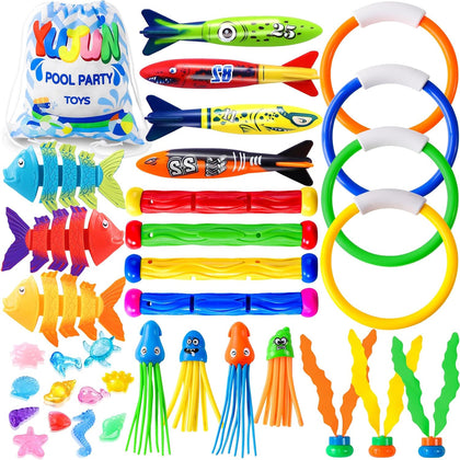 35PCS Pool Diving Swimming Toys Set Kids Swim Birthday Party Favors | Summer Underwater Game Toys with Pool Fishes