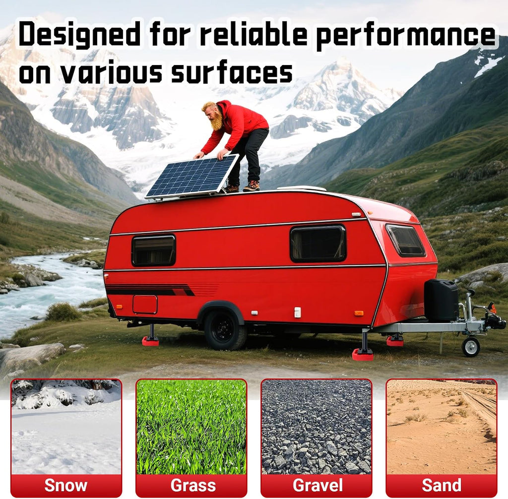 6.5" X 6.5" RV Stabilizer Jack Pads with Anti-Slip Rubber Mats, Stackable Camper Jack Pads with Handles & Handy