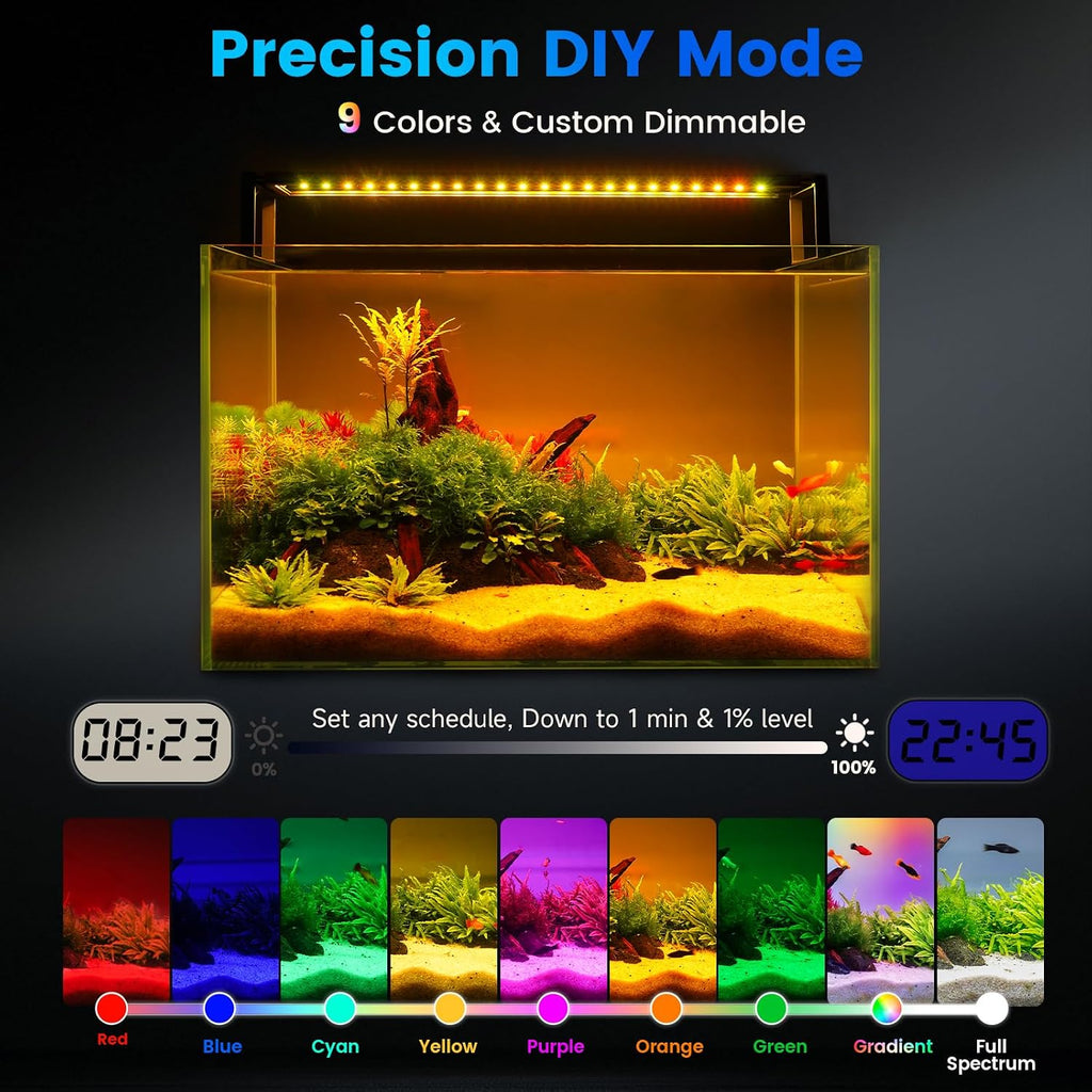 Smart LED Aquarium Light, 24/7 Full Spectrum Fish Light