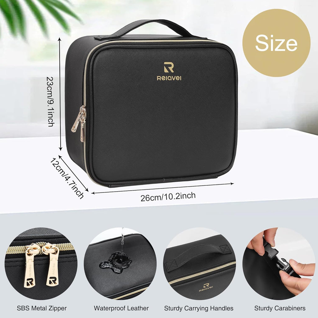 Travel Makeup Bag With LED Mirror, Cosmetic Train Case with Light up Mirror, Portable Makeup Artist Organizer Bag