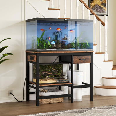 40-50 Gallon Fish Tank Stand with Power Outlet, Aquarium Stand with 3-Tier Adjustable Storage Shelves, Fish Stand