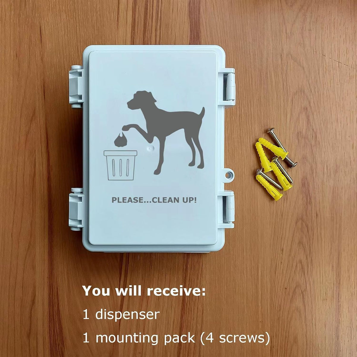 Dog Poop Bag Dispenser Wall Mounted Waterproof Outdoor Pet Waste Bags Dispenser Station Stake, Pole, Fence Mounted