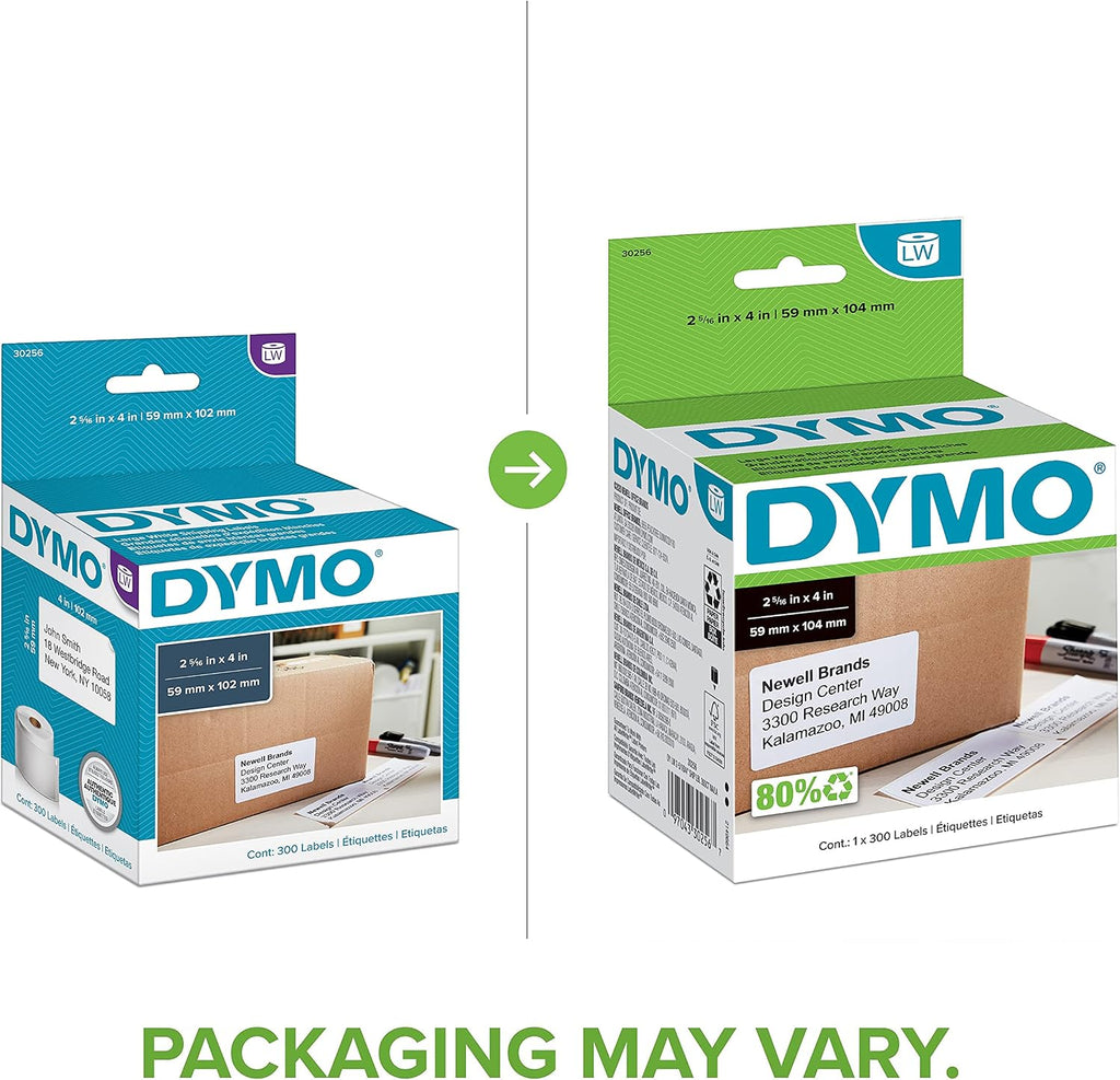 Authentic LW Large Shipping Labels, for LabelWriter Label Printers, Prints Up to 6-Line Addresses, 2-5/16" x 4", 1