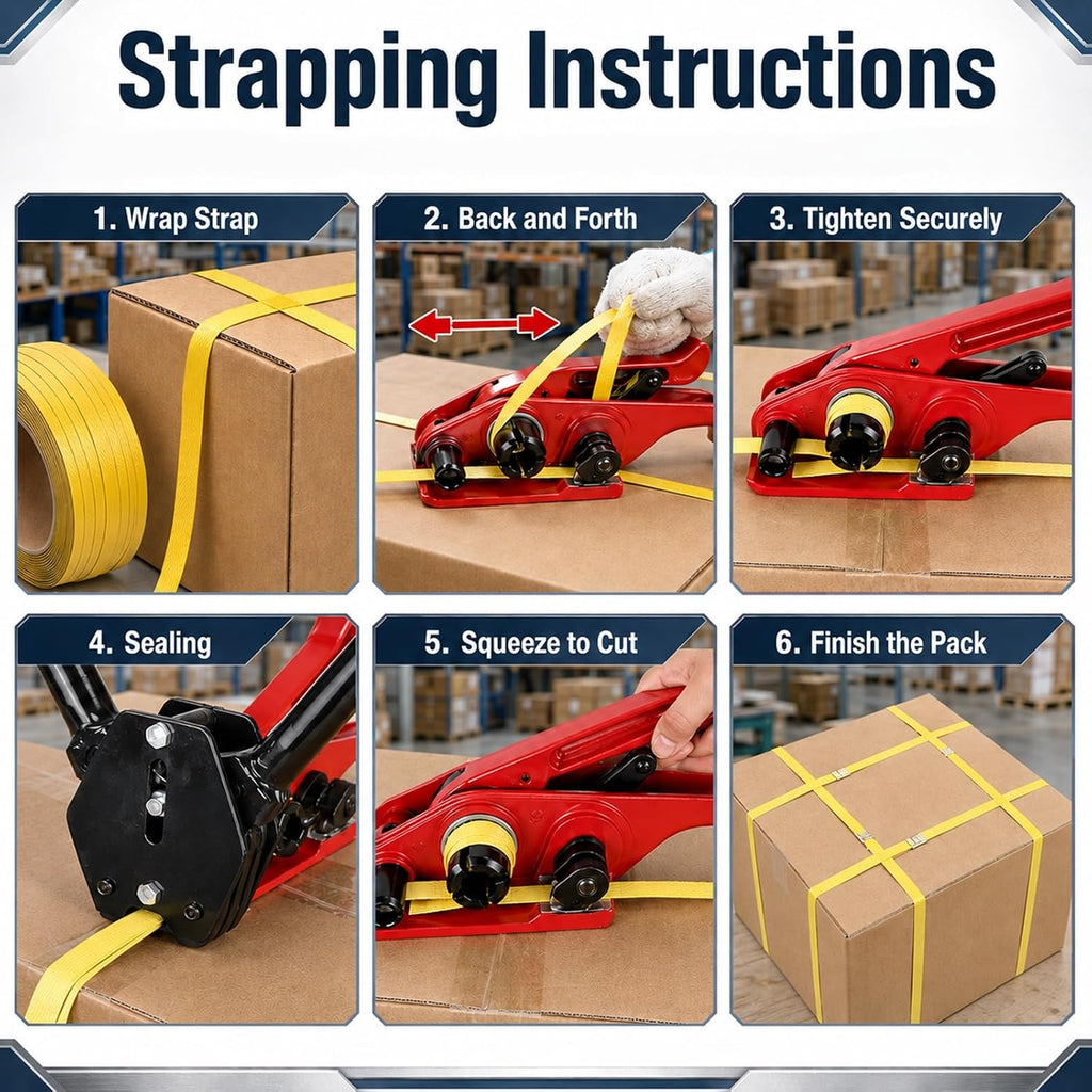 1/2" x 2297ft Poly Strapping Roll, 300 lbs Break Strength Plastic Pallet Strapping Coil, Yellow Banding Strap for Box