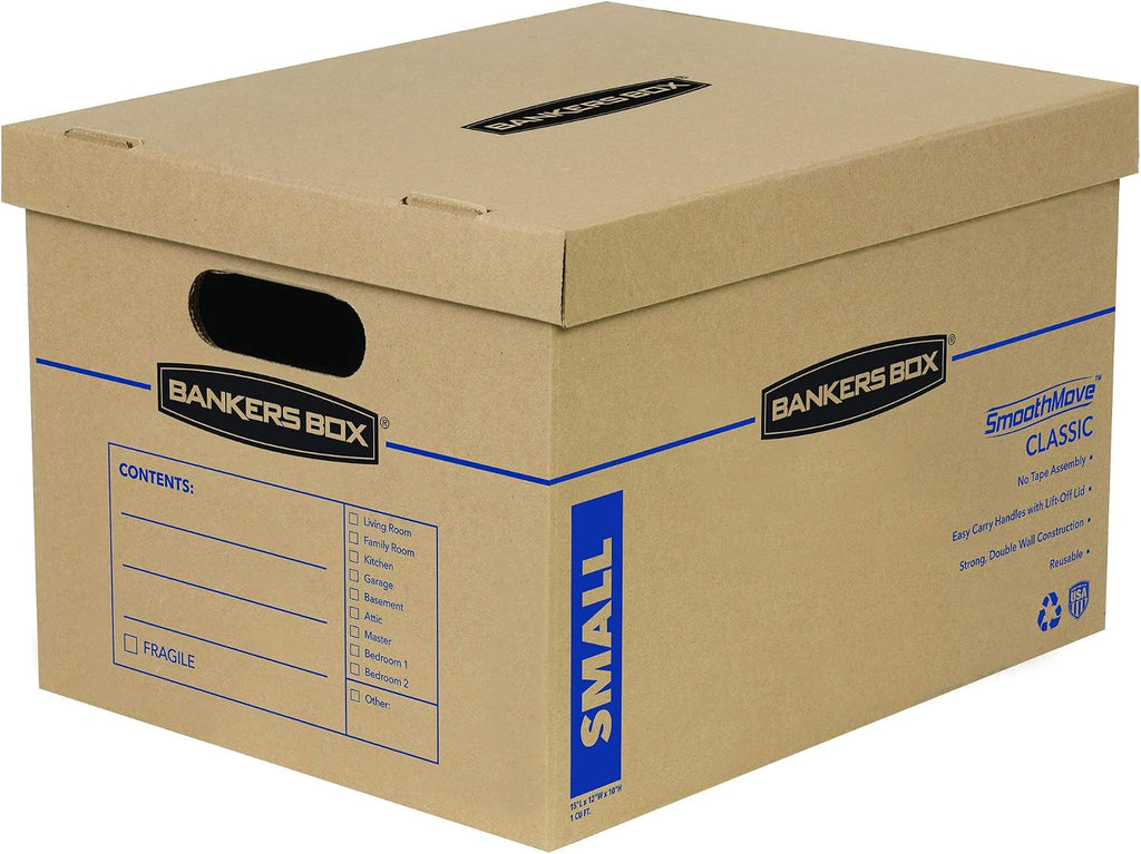 5-Pack Small Classic Moving Boxes with Reinforced Handles