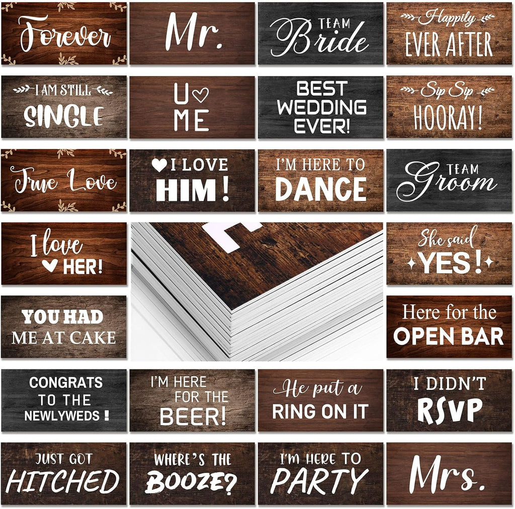 24 Designs Rustic Wedding Photo Booth Props,Double Sided PVC Selfie