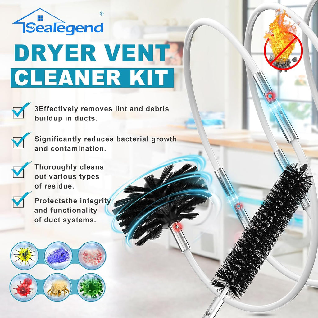 40Ft Dryer Vent Cleaner Kit Flexible Lint Remover