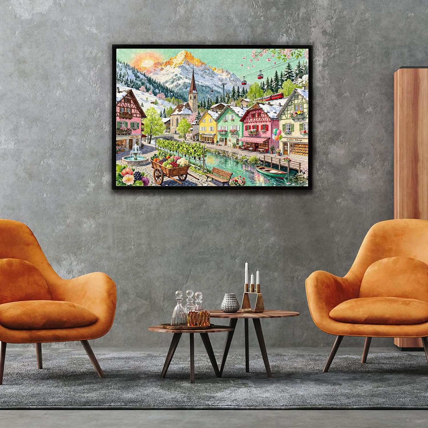 Mountain Village Sunset Puzzles for Adults 500 Piece, Jigsaw Puzzles for Adults, Adult Challenging Game Toys