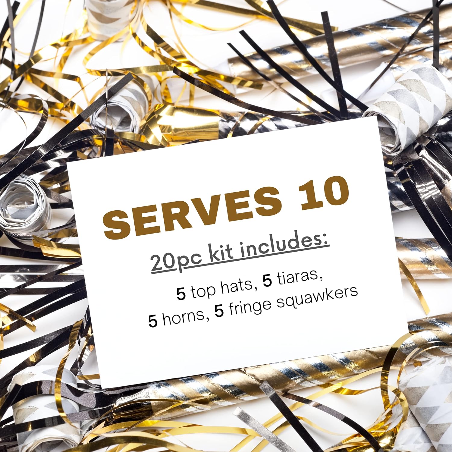 20 Pcs New Years Eve Party Supplies 2026– Includes 5 Black Gold New Years Eve Hats, 5 Tiaras, & 10 New Years Eve
