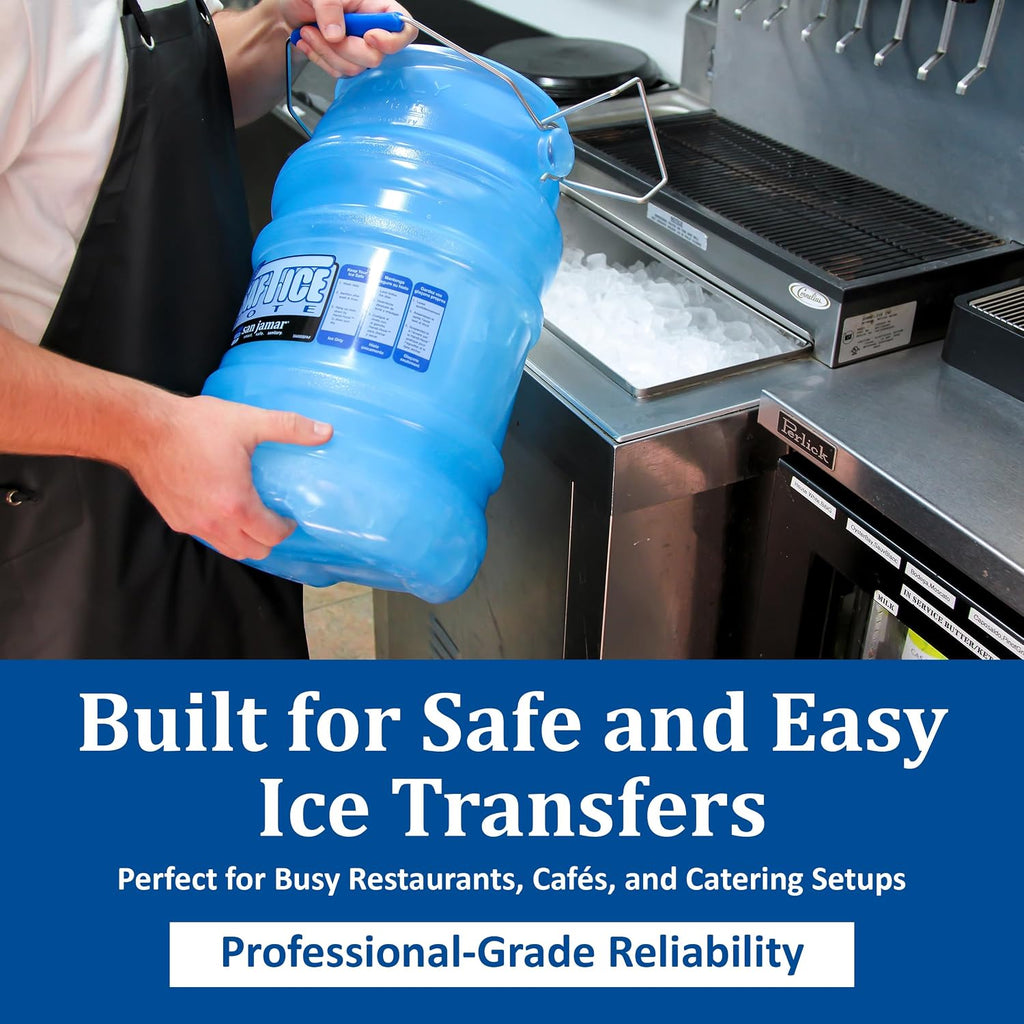 Ice Bucket, San Jamar Saf-T-Ice, 6 Gallon, Tri-Grip Handle, Blue, 2-Pack