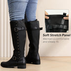 Women's Extra Wide Calf Knee High Boots.Black 190421 7XW