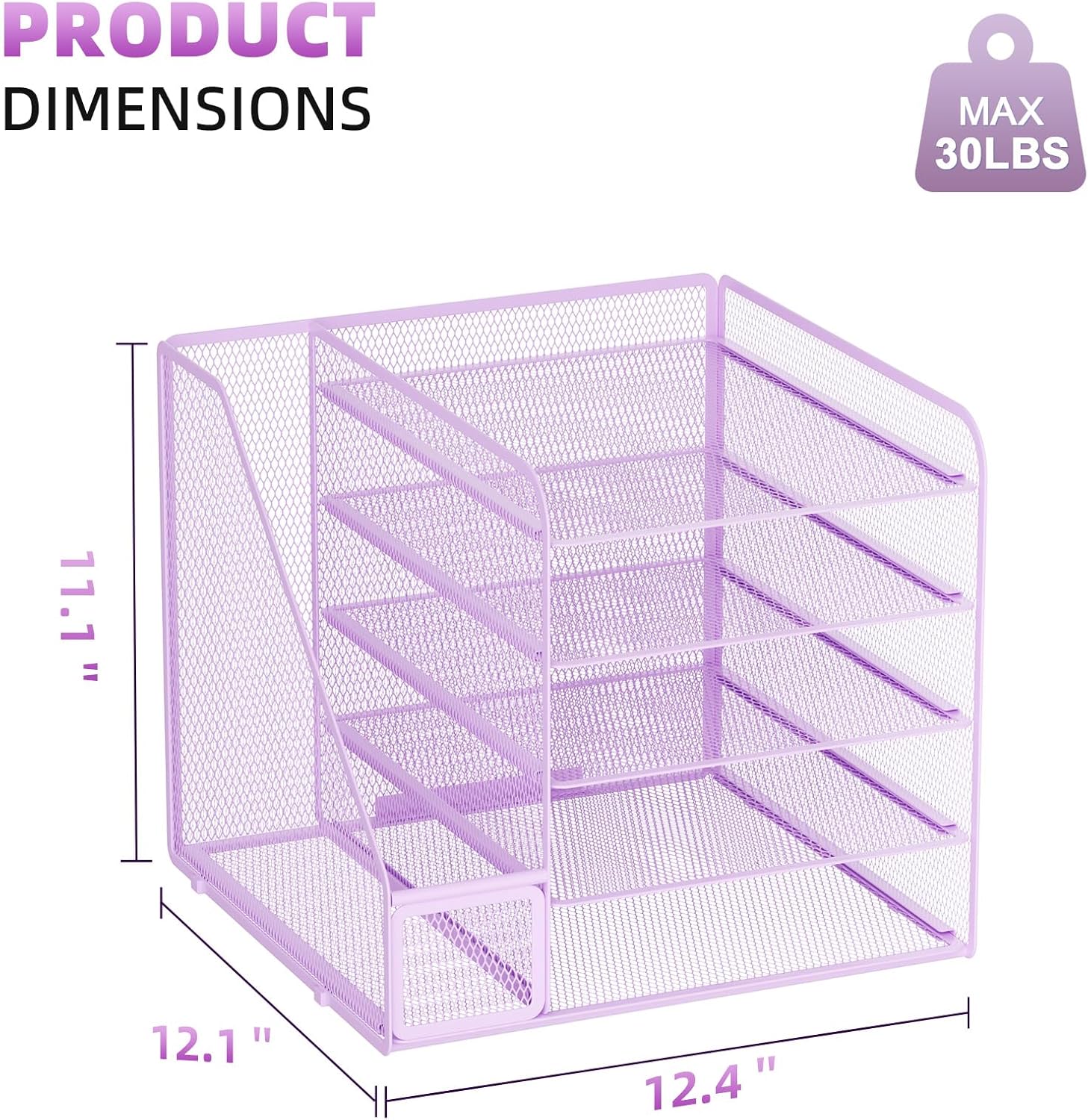 Desk Organizers and Accessories, 5-Tier Paper Letter Tray Organizer with File Holder, Mesh File Organizer, Office