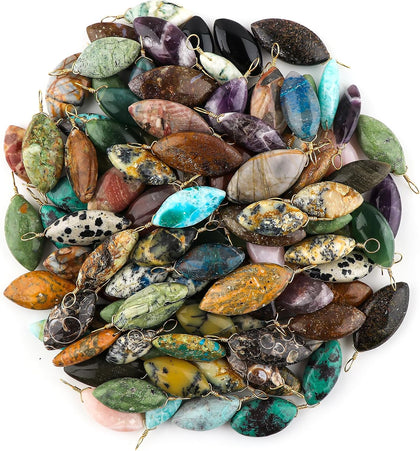 (Pack of 5) Wholesale Bulk Mix Gemstone Crystals Pendant Necklace, Jewelry for Women, Natural Cabochons, Gift