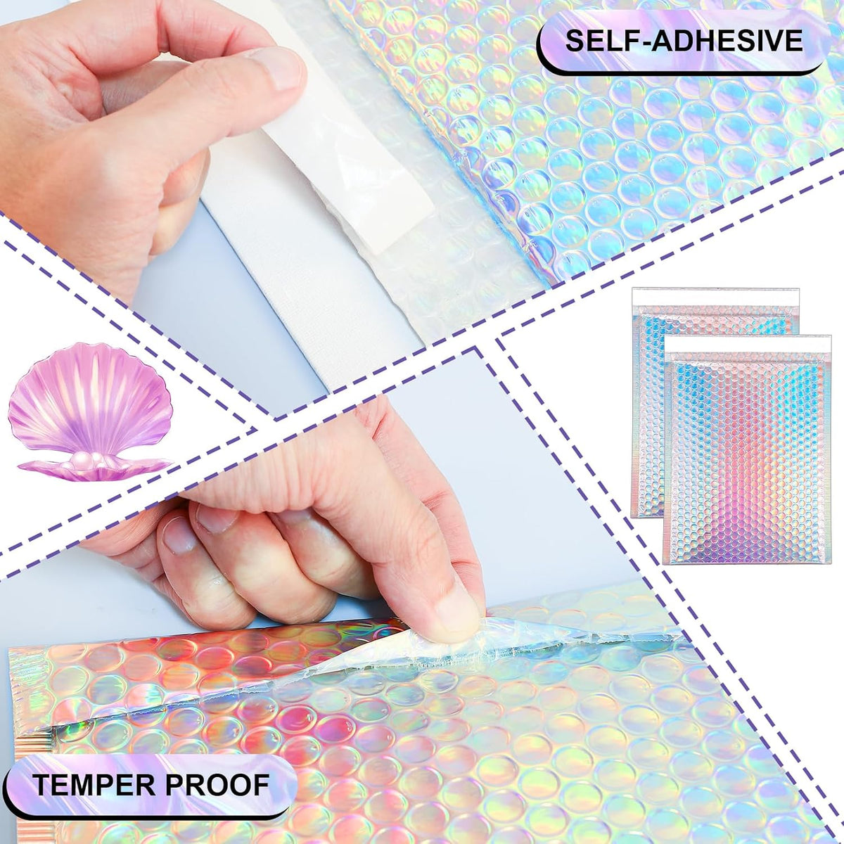 25 Pcs Holographic Bubble Mailers,Metallic Bubble Mailers,8.5 x 12 In