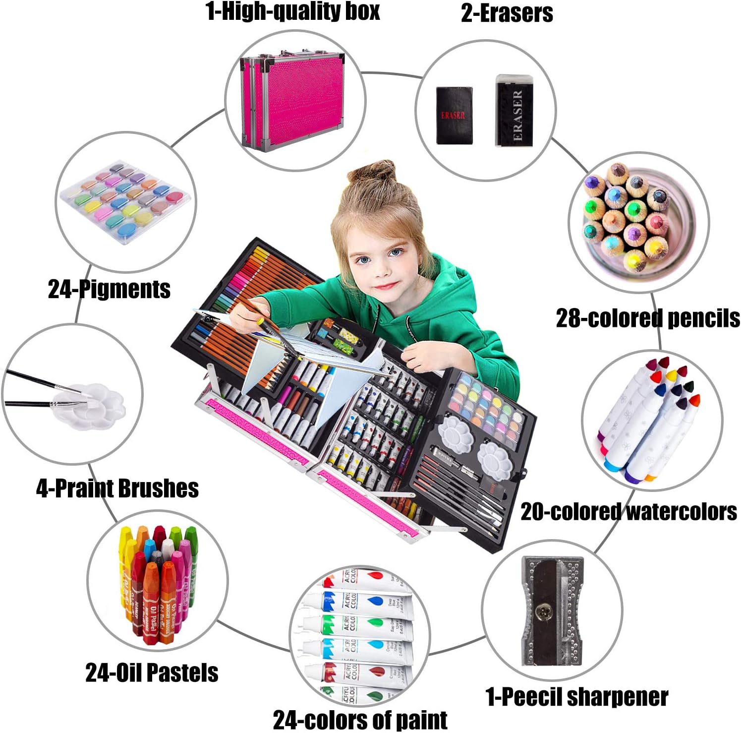 Art Set, 139 Pack Painting Drawing Art Supplies Kit with 2 Sketch Pads, Double Layers Art Crafts, Colored Pencils