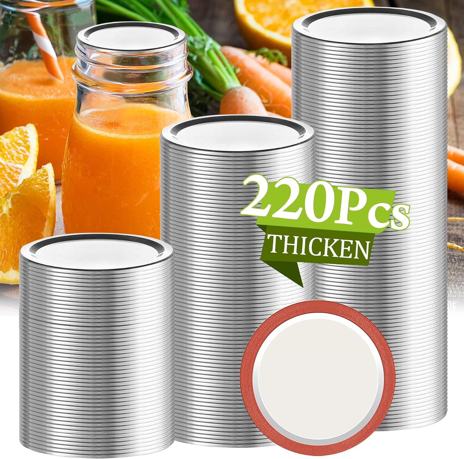 70MM 220 Pcs Regular Mouth Mason Jar Lids Split-Type Silicone