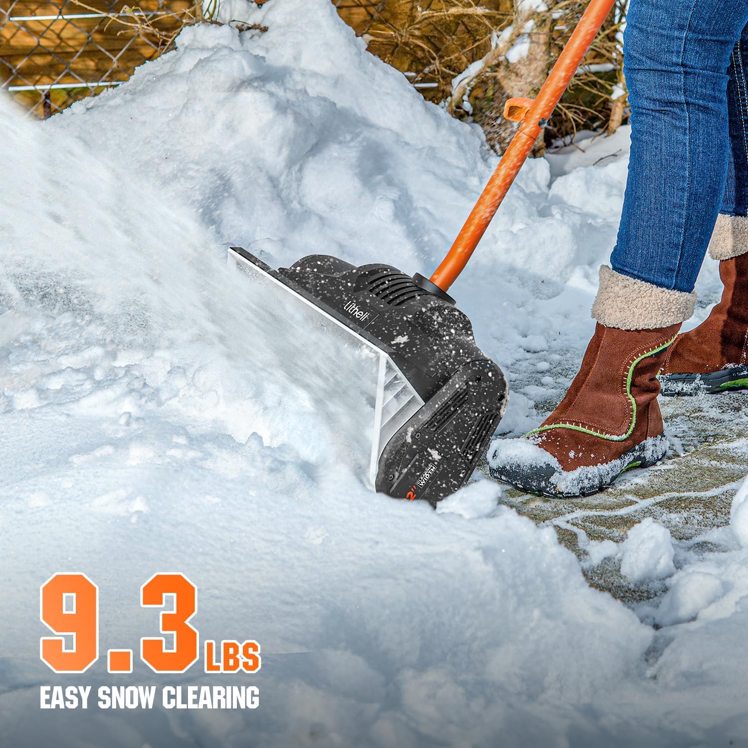 Cordless Electric Snow Shovel, 20V 12-Inch Snow Thrower with Adjustable Auxiliary Handle, Battery Powered Snow