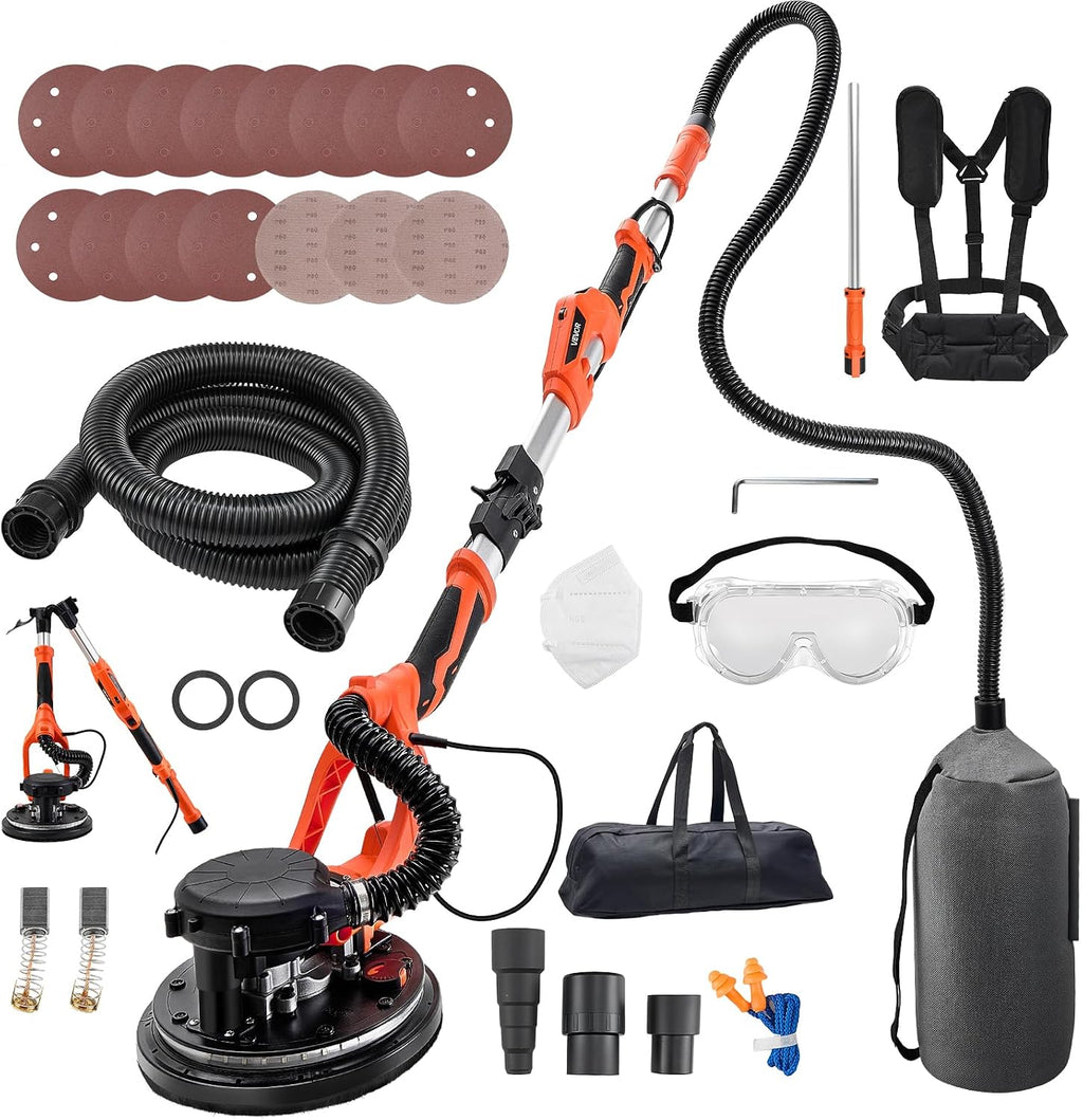 Drywall Sander, 1150W Electric Drywall Sander, Popcorn Ceiling Removal Tool with Vacuum Dust Collection, 5 Variable